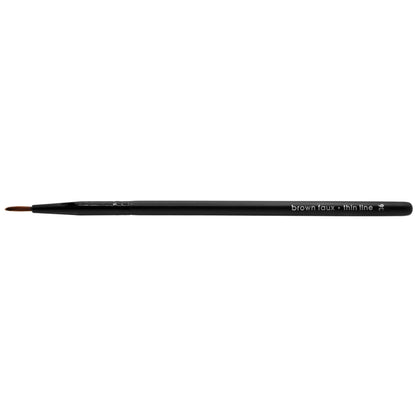 A single Brown Silk Thin Line brush with a black handle and brown silk bristles, designed for precision lining around the eyes.